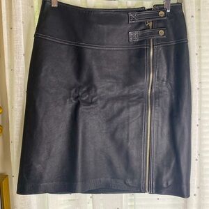 Black genuine leather skirt